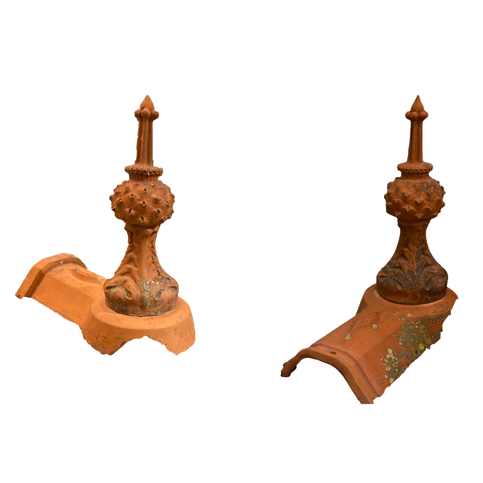 French Terra Cotta Roof Finials a Pair Chairish