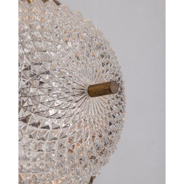 Vintage Italian Ceiling Lamp in Brass and Glass, 1960s For Sale - Image 6 of 9
