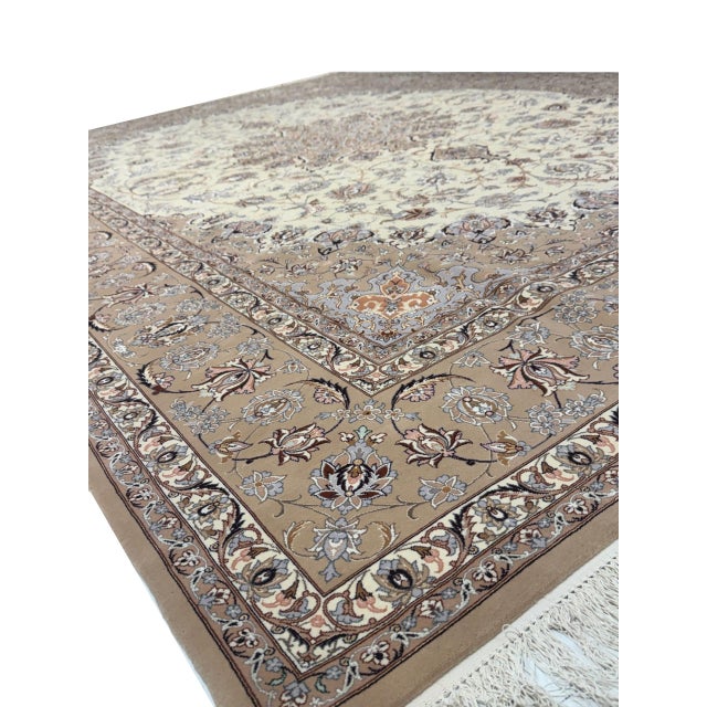 Super Fine Hand Knotted Persian Silk & Wool Isfahan Rug 8'4"x 12' For Sale - Image 9 of 14