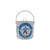 A nautical themed ice bucket in red, white and blue. The lid is white and lifts off with a white handle. The bucket is...