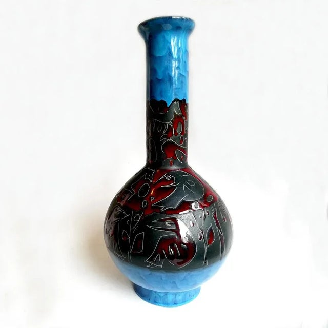 Italian Ceramic and Enamel Vase by Tosin for Etruria, 1950s For Sale - Image 9 of 12
