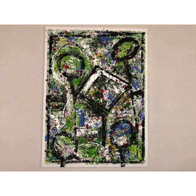 Green Original Abstract Painting - Acrylic on Canvas For Sale - Image 8 of 9