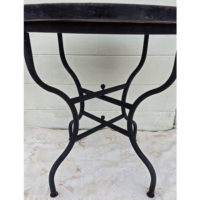 2020s 30" Moroccan Round Mosaic Table, Honey Mustard Bejmat Style / Squares For Sale - Image 5 of 7