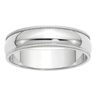 6MM WIDE MILGRAIN EDGE Platinum Plain Wedding Band Ring 8.8 Grams, COMFORT FIT For Sale