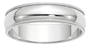 6MM WIDE MILGRAIN EDGE Platinum Plain Wedding Band Ring 8.8 Grams, COMFORT FIT