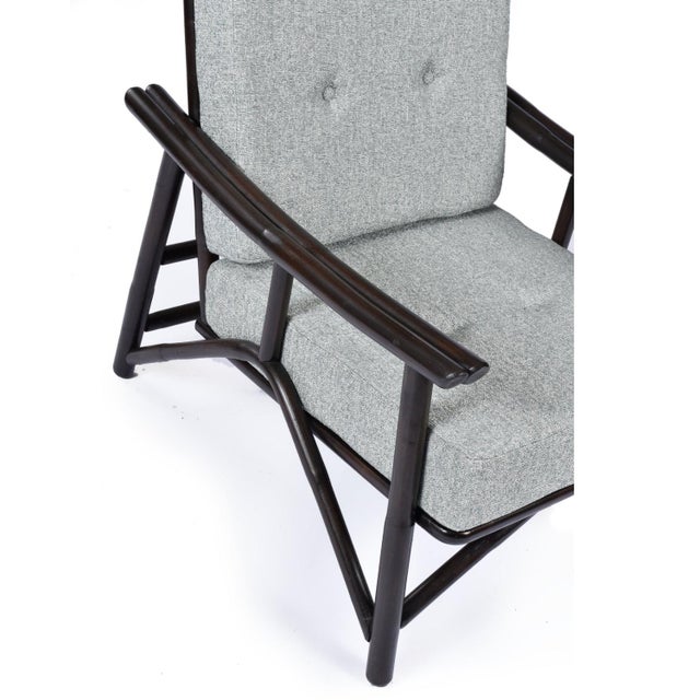 Pair John Wisner for Ficks Reed Far Horizons Light Blue Rattan Lounge Chairs For Sale - Image 16 of 16