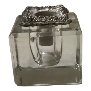 Antique 1900’s Inkwell With Rose Sterling Lid