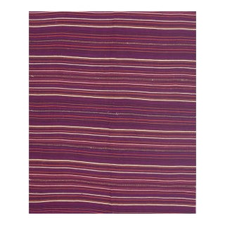 1950s Multicolor Stripe Decorative Modern Turkish Kilim Flat Weave Small Rug For Sale