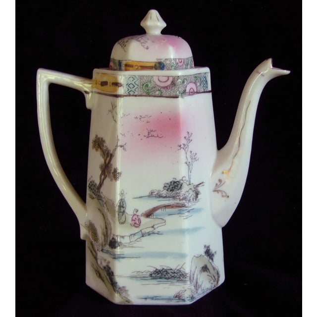 Japanese Antique Japanese Kutani Porcelain Tea Set- 8 Pieces For Sale - Image 3 of 7