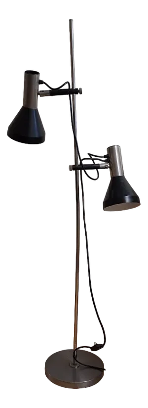 Vintage Floor Lamp with Metal Frame and Aluminum Reflector Shades, 1970s
