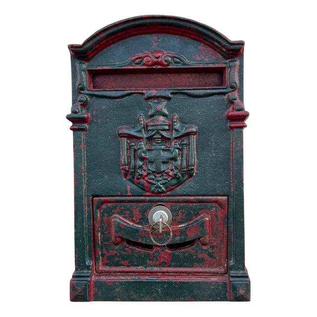 Late 19th Century French Cast Iron Post Office Mailbox , 1890s For Sale