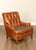 English Hancock & Moore Cognac Leather Chesterfield Armchair and Ottoman For Sale - Image 3 of 12