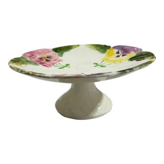 Antique French Majolica Cake Plate For Sale