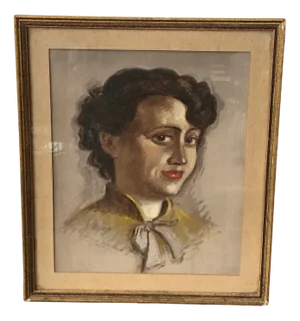 Crespin Dominique, Portrait of a Young Woman, Oil Painting on Cardboard, 1951