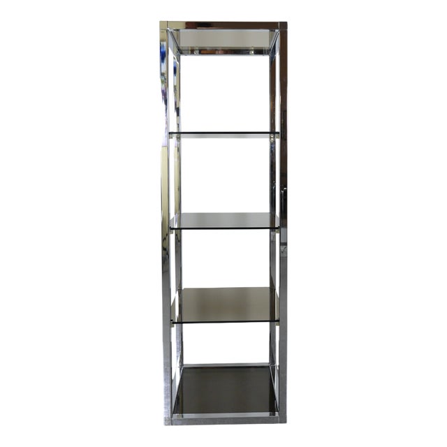 Chrome and Glass Freestanding Shelf in the style of Milo Baughman, Germany, 1970s For Sale