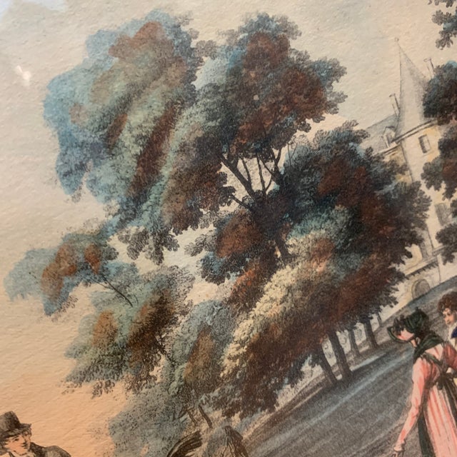 Red Antique 19th-Century French Equestrian Engraving "La Promenade Du Matin" After Carle Vernet – Custom Framed For Sale - Image 8 of 11