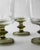 Glass Vintage Etched Floral Clear Wine Glasses with Olive Green Stems, Set of 5 For Sale - Image 7 of 13