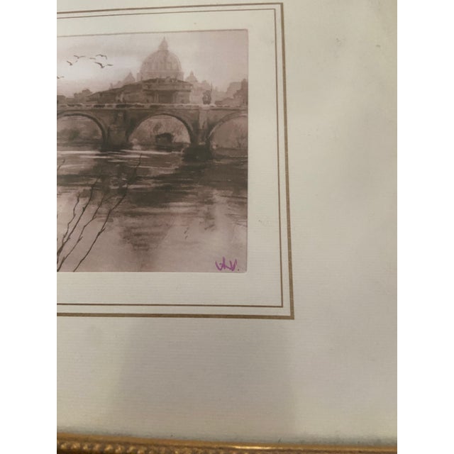 Wood Vintage Italian Sepia-Toned Framed Prints, Rome Landmark and Old World Street Scene - Pair For Sale - Image 7 of 9