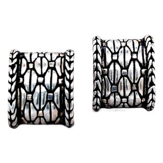 1990s John Hardy Estate Clip on Earrings Sterling Silver, 2 Pieces For Sale