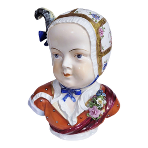 19th C German Prince Louis Charles De Bourbon Dresden Porcelain Bust by Carl Thieme