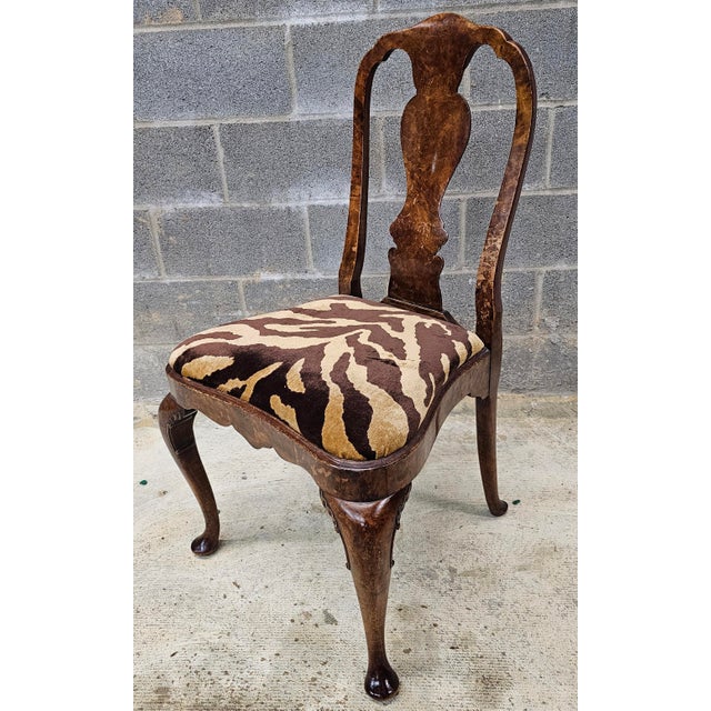 20th Century Kindel Winterthur Collection Georgian Carved Solid Mahogany and zebra Upholtered seat Side Chair. Extremely...