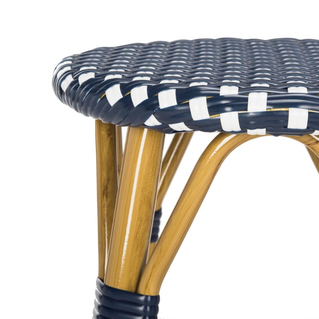 Modern Indoor-Outdoor Barstool in Navy & White For Sale - Image 3 of 6
