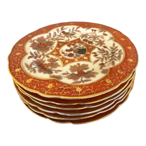 Antique c.f. Boseck Bcf3 Bohemian Japonisme Dessert Plates, Set of Six, Circa 1880–1910