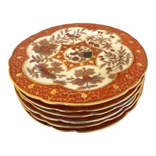 Antique c.f. Boseck Bohemian Japonisme Dessert Plates, Set of Six, Circa 1880–1910 For Sale