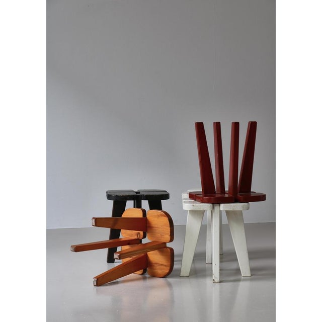 Finnish Modern Apila Stools in Pine attributed to Rauni Peippo for Oy Stockmann, 1950s, Set of 5 For Sale - Image 17 of 18