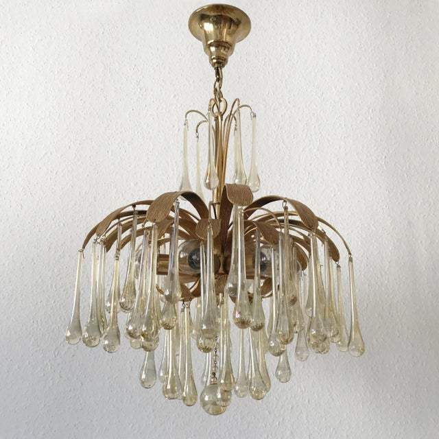 6-Light Chandelier with Glass Drops from Palwa, 1970s For Sale - Image 12 of 13