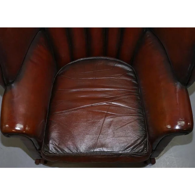 Set of Huge Victorian Brown Leather Barrel Back Suite Sofa Set, 1860s For Sale - Image 17 of 18