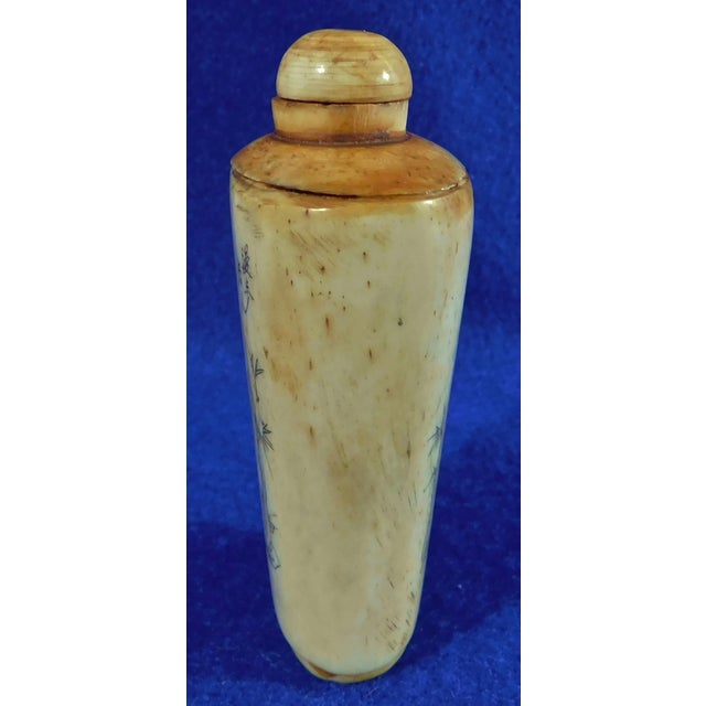 Vintage Mid Century Chinese Hand Carved Figural Bone Snuff Bottle For Sale In West Palm - Image 6 of 11