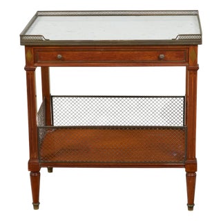 French 19th Century Walnut Console Table with Marble Top and Brass Gallery For Sale