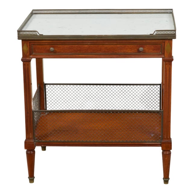 French 19th Century Walnut Console Table with Marble Top and Brass Gallery For Sale