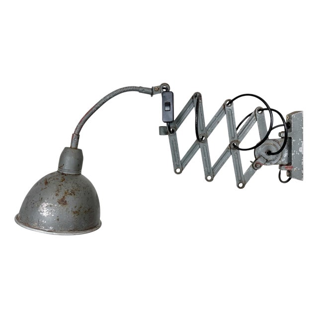 Industrial Grey Gooseneck Scissor Wall Lamp from Elektroinstala, 1960s For Sale