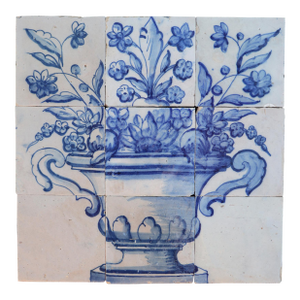 Tile Mural Panel Depicting a Baroque Jardinière With Flowers, Portuguese, 18th Century