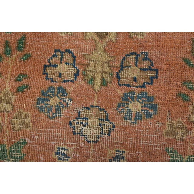 1980s Tabriz Rug 6’6” X 9’9” Pink Wool Vintage Distressed Hand-Knotted Carpet For Sale - Image 5 of 15