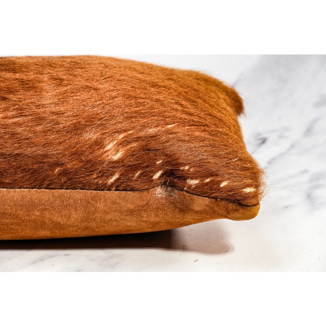 Lovely Vintage Small Cowhide Lumbar Accent Throw Pillow Western Home Decor For Sale - Image 4 of 10