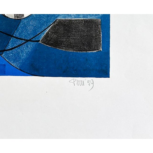 Mid-Century Modern Mid 20th Century Mid Century French Original Abstract Print on Paper, Signed and Numbered by Danièle Perré, With Mat For Sale - Image 3 of 4