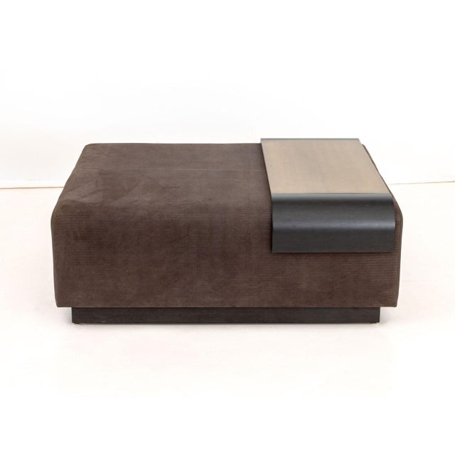 Lumifer "Obi" Suede Upholstered Ottoman For Sale - Image 4 of 7