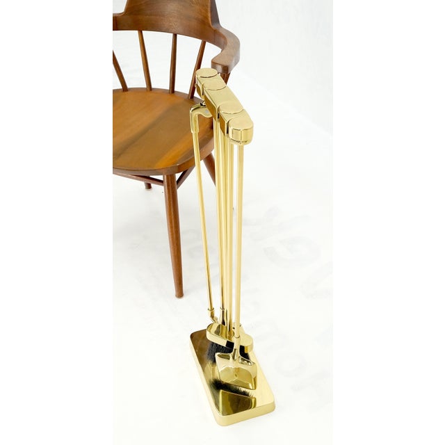 Brass Set of Quality Mid Century Modern Brass Fireplace Tools For Sale - Image 8 of 16