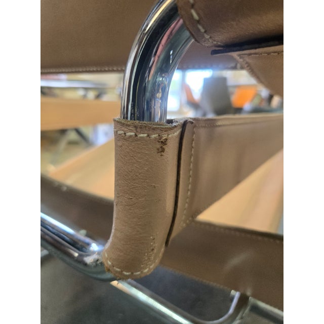 Metal Marcel Breuer for Knoll Steel and Leather Wassily Lounge Chairs - Pair For Sale - Image 7 of 10