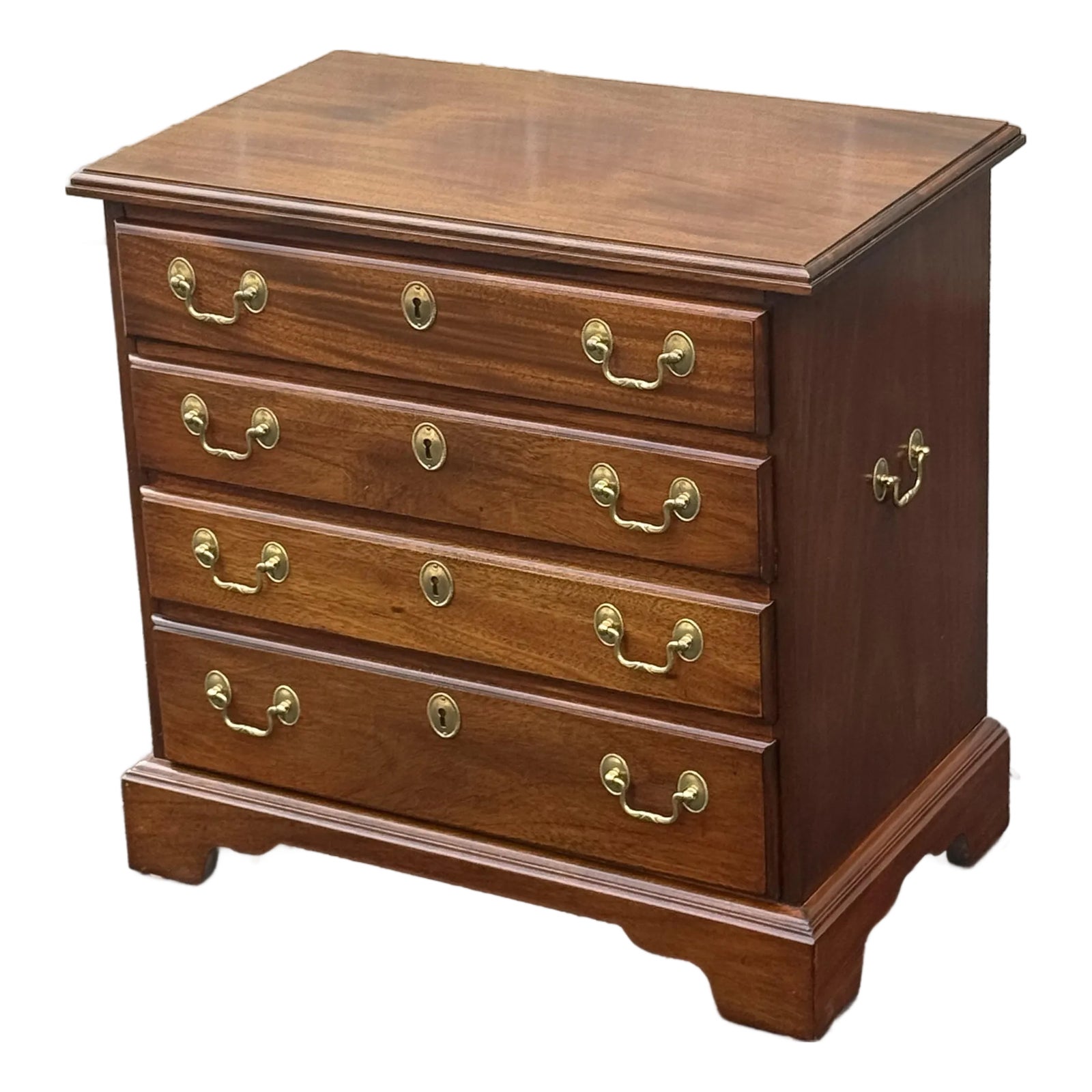 Late 20th Century Georgian Solid Cherry Chair Side Chest | Chairish