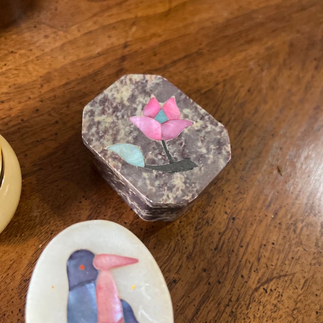 1970s Trio of Marble Stone Miniature Boxes For Sale - Image 4 of 5