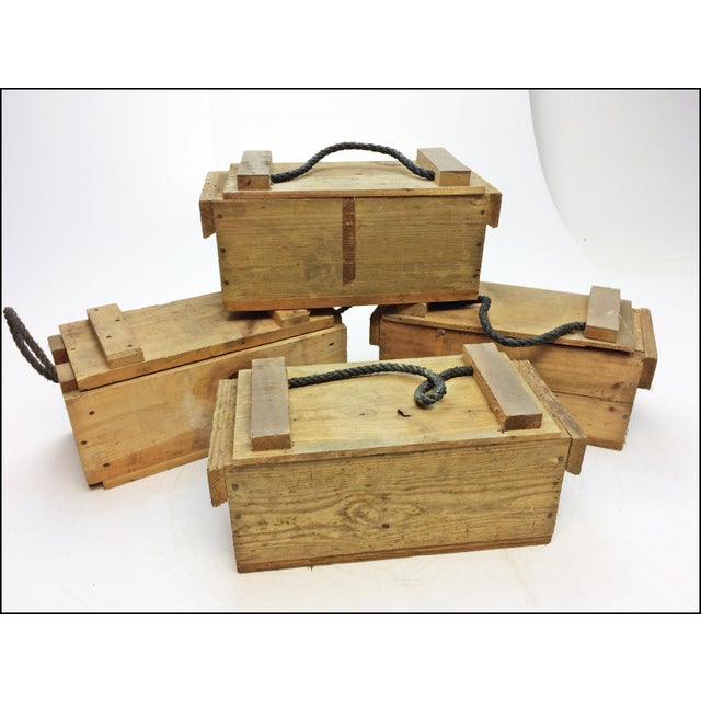 Small Wood Ammo Boxes with Rope Handles Set of 4 Chairish