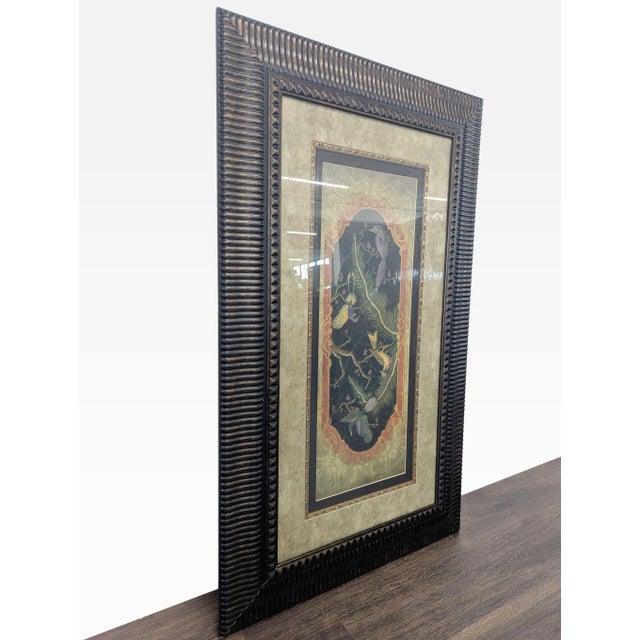 Large-scale framed artwork titled Paradise II by Abigail Kamelhair, featuring a richly detailed Chinoiserie-style...