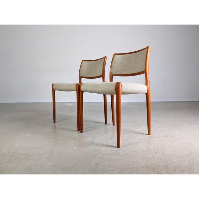 Set of Model 80 Chairs in Teak by Niels O. Moller for JL Møbelfabrik For Sale - Image 4 of 9