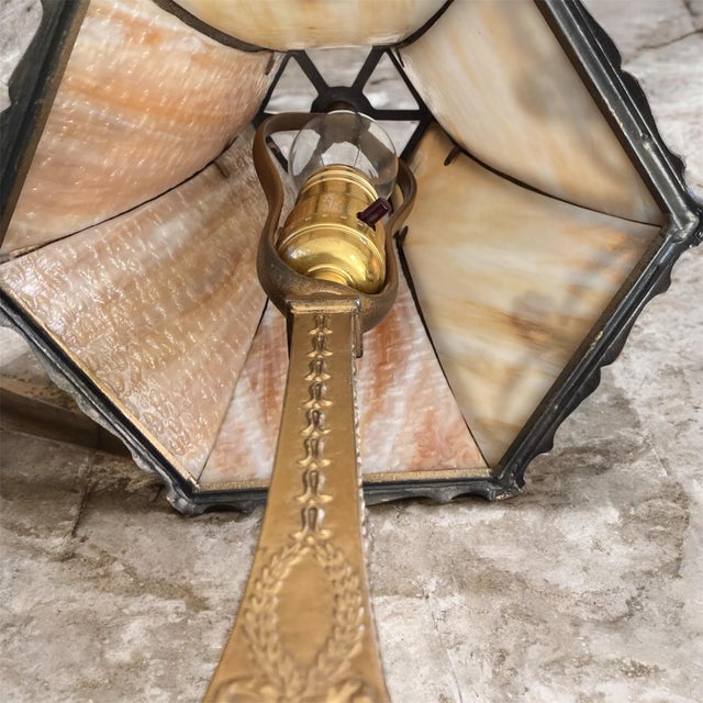 Antique Art Deco Art Nouveau Boudoir Slag Glass Lamp For Sale In Sacramento - Image 6 of 9