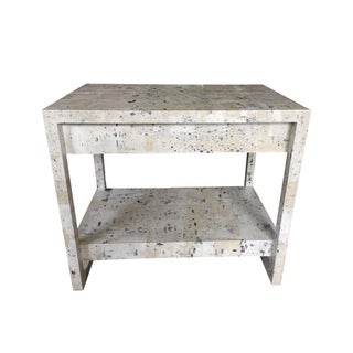 Custom Wallpapered Glass Top Side Table For Sale