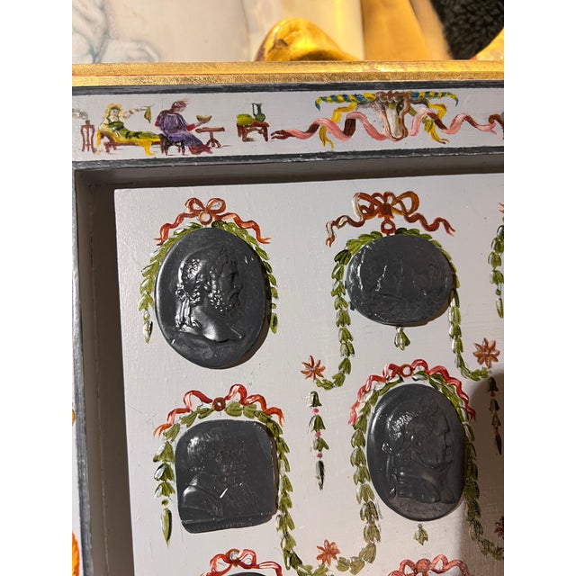 Renaissance Revival Grotesche Painted Frame With Neoclassical Grand Tour Intaglios For Sale - Image 15 of 15